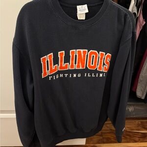 Champion Navy Sweatshirt with Orange and White Logo